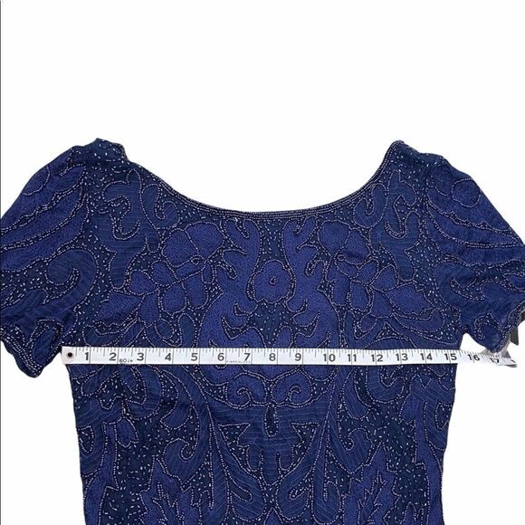 NEW PISARRO NIGHTS Embroidered Mesh Gown - Picture 6 of 8